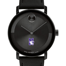 Northwestern University Men's Movado BOLD with Black Leather Strap Shot #1