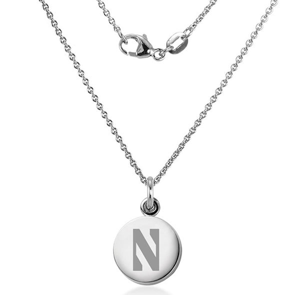 Northwestern University Necklace with Charm in Sterling Silver Shot #2