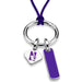 Northwestern University Silk Necklace with Enamel Charm & Sterling Silver Tag