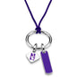 Northwestern University Silk Necklace with Enamel Charm & Sterling Silver Tag Shot #2