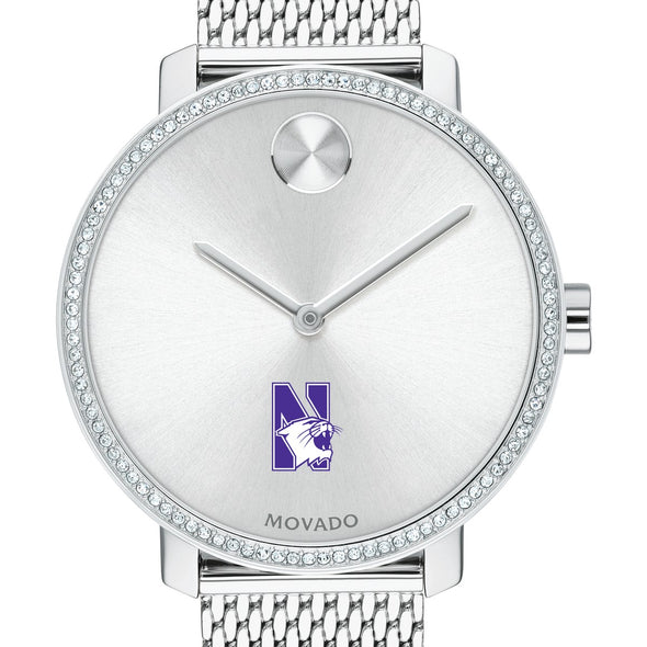Northwestern Women's Movado Bold with Crystal Bezel & Mesh Bracelet Shot #1