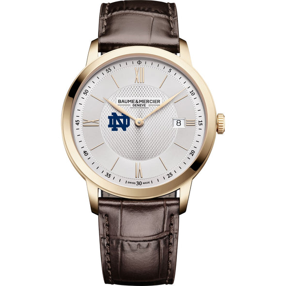 Notre Dame Men's Baume et Mercier 40mm Gold PVD Classima Watch with Silver Dial & Dark Brown Leather Strap Shot #2