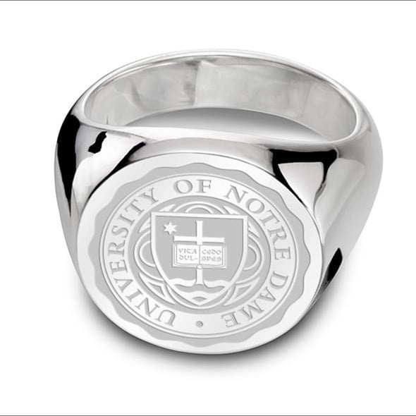 Notre Dame Sterling Silver Round Signet Ring Shot #2