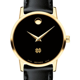 Notre Dame Women&#39;s Movado Gold Museum Classic Leather Shot #1