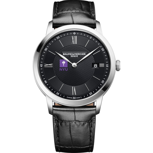 NYU Men's Baume et Mercier 40mm Classima Quartz Watch with Black Dial & Black Leather Strap Shot #2