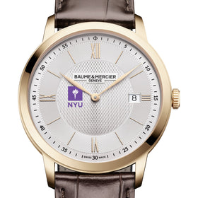 NYU Men's Baume et Mercier 40mm Gold PVD Classima Watch with Silver Dial & Dark Brown Leather Strap Shot #1