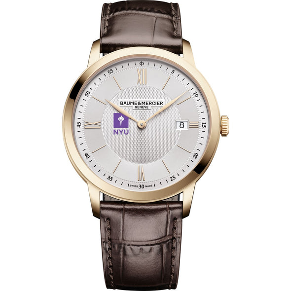 NYU Men's Baume et Mercier 40mm Gold PVD Classima Watch with Silver Dial & Dark Brown Leather Strap Shot #2