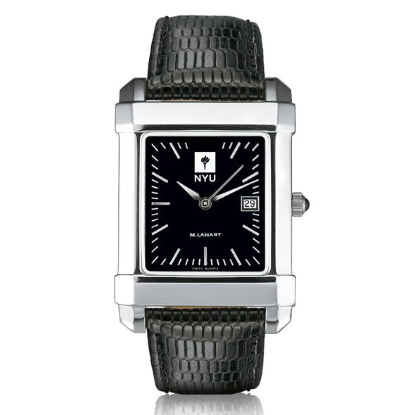 NYU Men's Black Quad Watch with Leather Strap Shot #2