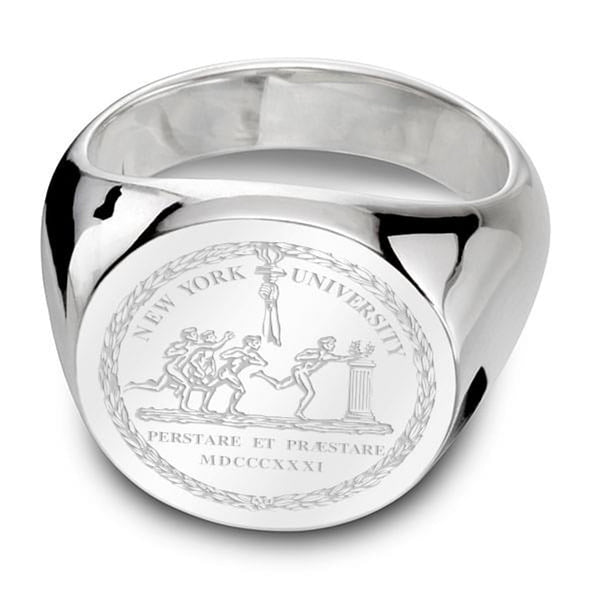 NYU Sterling Silver Round Signet Ring Shot #2