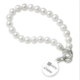NYU Stern Pearl Bracelet with Sterling Silver Charm Shot #1