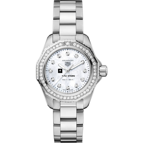 NYU Stern Women's TAG Heuer Steel Aquaracer with Diamond Dial & Bezel Shot #2