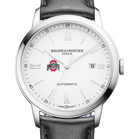 Ohio State Men's Baume et Mercier 42mm Classima Automatic Watch with White Dial & Black Leather Strap Shot #1
