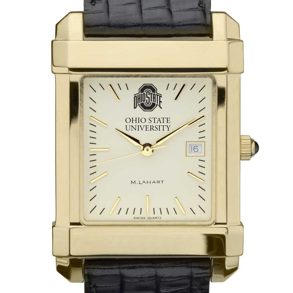 Ohio State Men's Gold Quad with Leather Strap Shot #1