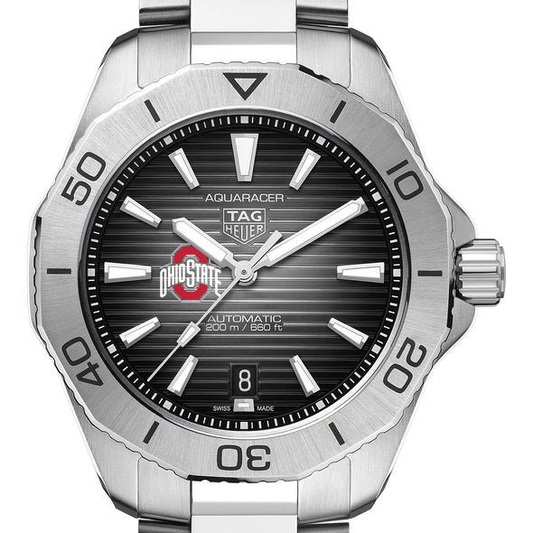 Ohio State Men's TAG Heuer Steel Automatic Aquaracer with Black Dial Shot #1