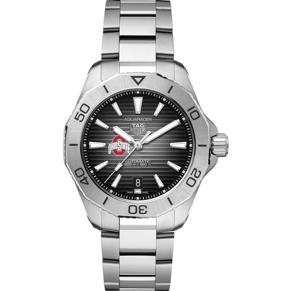 Ohio State Men's TAG Heuer Steel Automatic Aquaracer with Black Dial Shot #2