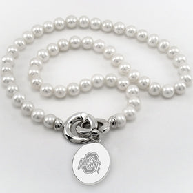 Ohio State Pearl Necklace with Sterling Silver Charm Shot #1