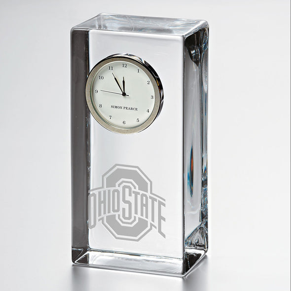 Ohio State Tall Glass Desk Clock by Simon Pearce Shot #1