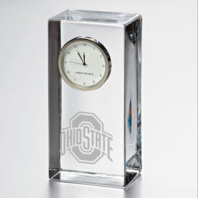 Ohio State Tall Glass Desk Clock by Simon Pearce Shot #1