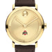 Ohio State University Men's Movado BOLD Gold with Chocolate Leather Strap