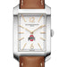 Ohio State Women's Baume et Mercier 35X22mm Hampton Watch with Silver Dial & Tan Leather Strap