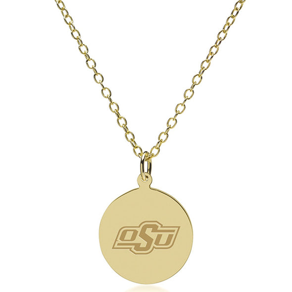 Oklahoma State 18K Gold Pendant & Chain Shot #2