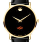 Oklahoma State Men's Movado Gold Museum Classic Leather Shot #1