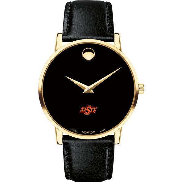 Oklahoma State Men&#39;s Movado Gold Museum Classic Leather Shot #2