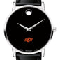 Oklahoma State Men's Movado Museum with Leather Strap Shot #1