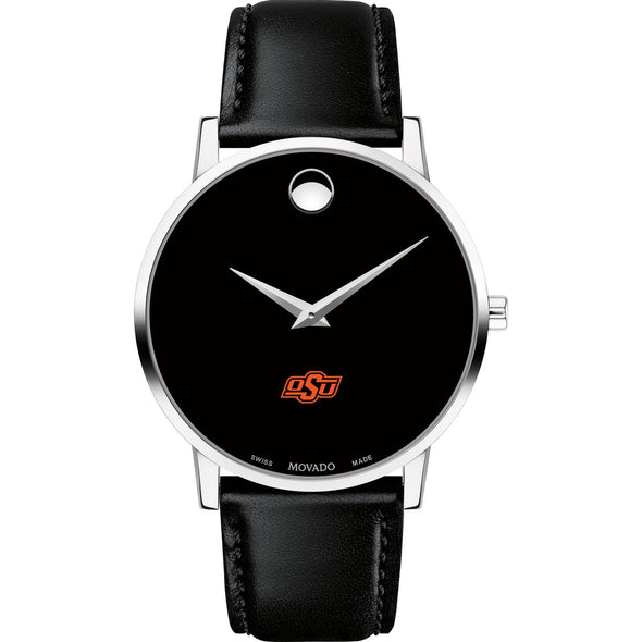Oklahoma State Men&#39;s Movado Museum with Leather Strap Shot #2