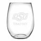 Oklahoma State Stemless Wine Glasses Made in the USA - Set of 2 Shot #1