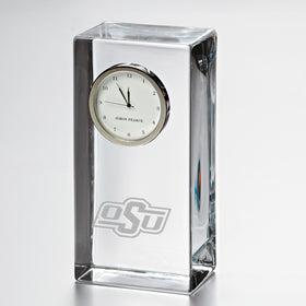 Oklahoma State Tall Glass Desk Clock by Simon Pearce Shot #1