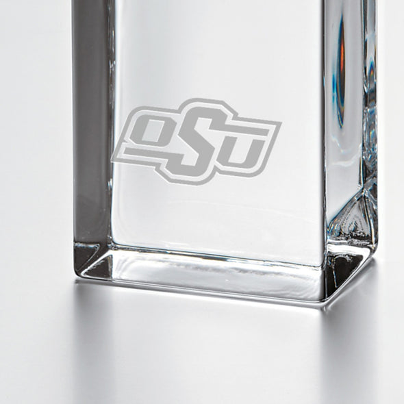 Oklahoma State Tall Glass Desk Clock by Simon Pearce Shot #2
