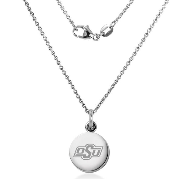 Oklahoma State University Necklace with Charm in Sterling Silver Shot #2