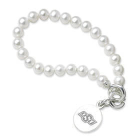 Oklahoma State University Pearl Bracelet with Sterling Silver Charm Shot #1