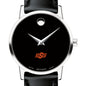 Oklahoma State Women's Movado Museum with Leather Strap Shot #1