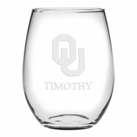 Oklahoma Stemless Wine Glasses Made in the USA - Set of 2 Shot #1