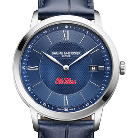 Ole Miss Men's Baume et Mercier 40mm Classima Quartz Watch with Blue Dial & Dark Blue Leather Strap Shot #1