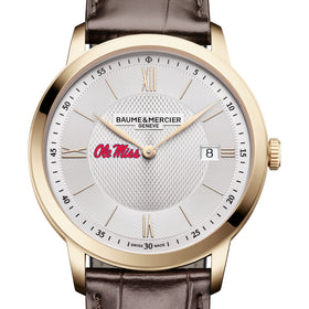 Ole Miss Men's Baume et Mercier 40mm Gold PVD Classima Watch with Silver Dial & Dark Brown Leather Strap Shot #1