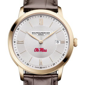 Ole Miss Men's Baume et Mercier 40mm Gold PVD Classima Watch with Silver Dial & Dark Brown Leather Strap Shot #1