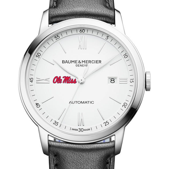 Ole Miss Men's Baume et Mercier 42mm Classima Automatic Watch with White Dial & Black Leather Strap Shot #1