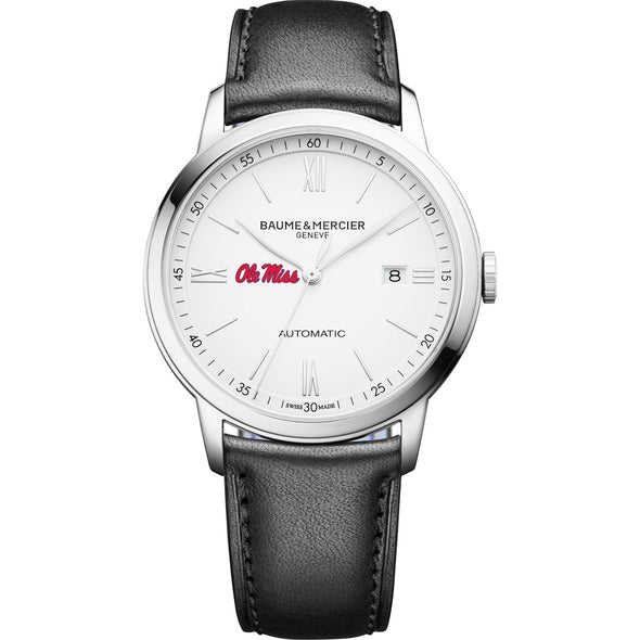 Ole Miss Men's Baume et Mercier 42mm Classima Automatic Watch with White Dial & Black Leather Strap Shot #2
