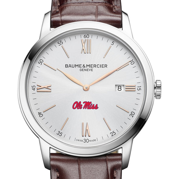 Ole Miss Men's Baume et Mercier 42mm Classima Watch with Silver Dial & Brown Leather Strap Shot #1