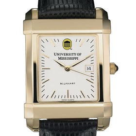 Ole Miss Men's Gold Quad with Leather Strap Shot #1