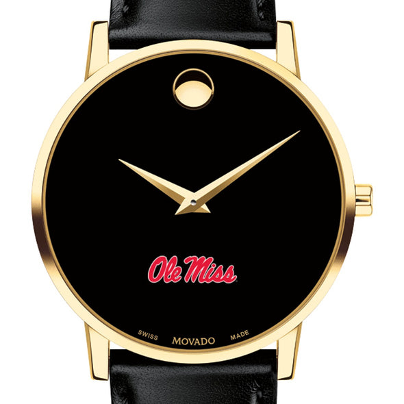 Ole Miss Men&#39;s Movado Gold Museum Classic Leather Shot #1