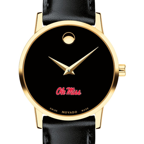 Ole Miss Women&#39;s Movado Gold Museum Classic Leather Shot #1