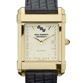 Oral Roberts Men&#39;s Gold Quad with Leather Strap Shot #1