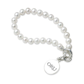 Oral Roberts Pearl Bracelet with Sterling Silver Charm Shot #1