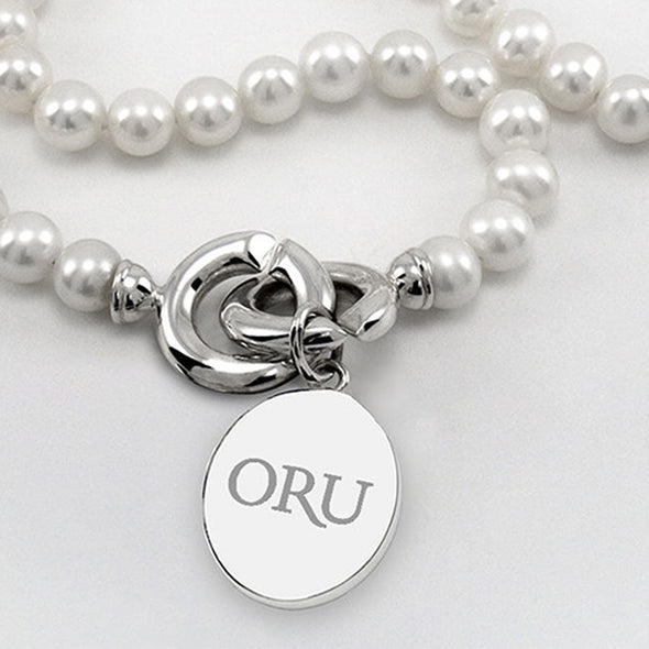 Oral Roberts Pearl Necklace with Sterling Silver Charm Shot #2
