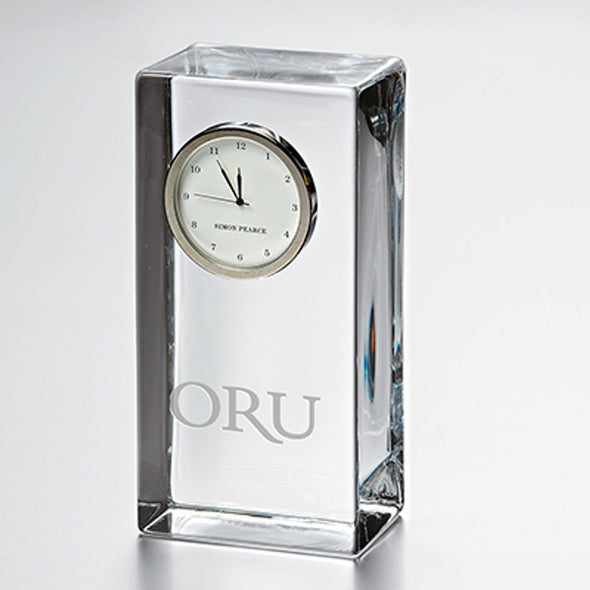 Oral Roberts Tall Glass Desk Clock by Simon Pearce Shot #1