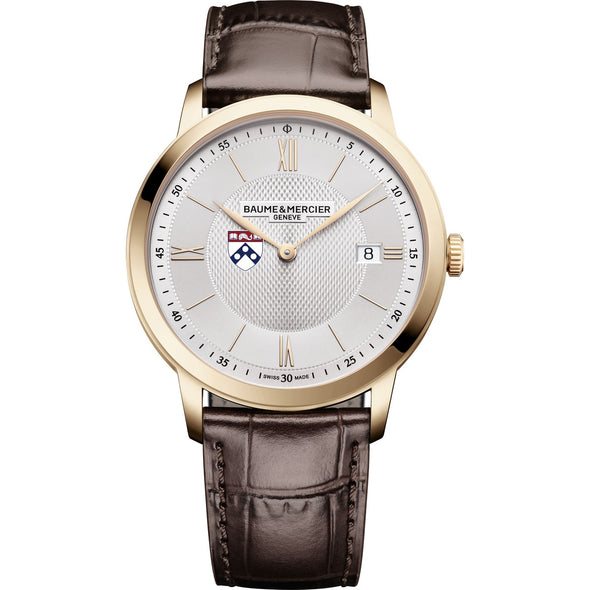 Penn Men's Baume et Mercier 40mm Gold PVD Classima Watch with Silver Dial & Dark Brown Leather Strap Shot #2